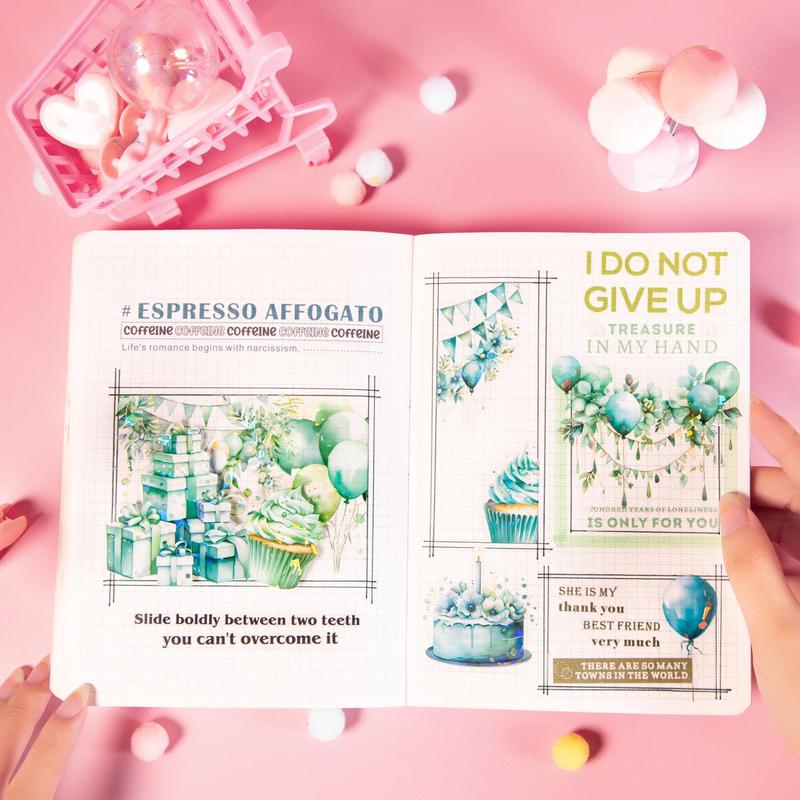Romantic Party Balloon Pattern Sticker, 10pcs set DIY Scrapbooking & Stamping Sticker, DIY Decorative Sticker for Journal Making