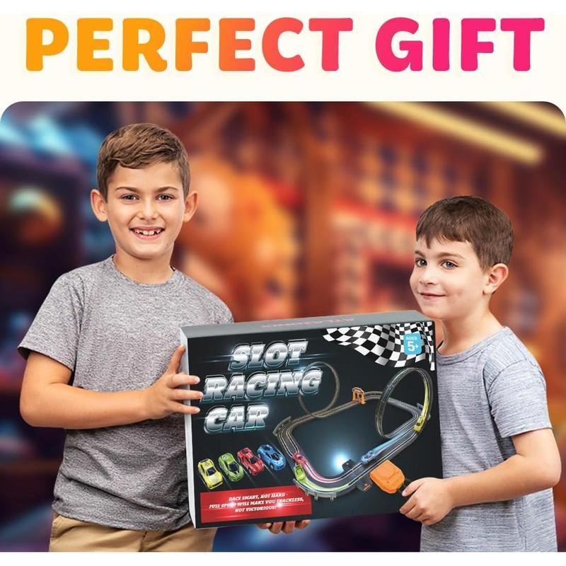 Slot Car Race Tracks Sets - Electric Racing Car Track with Slot Cars & Accessories - Dual Lane Race Track for Boys & Girls Age 5 for Kids 4-8 Easy Setup & Fast Four Cars