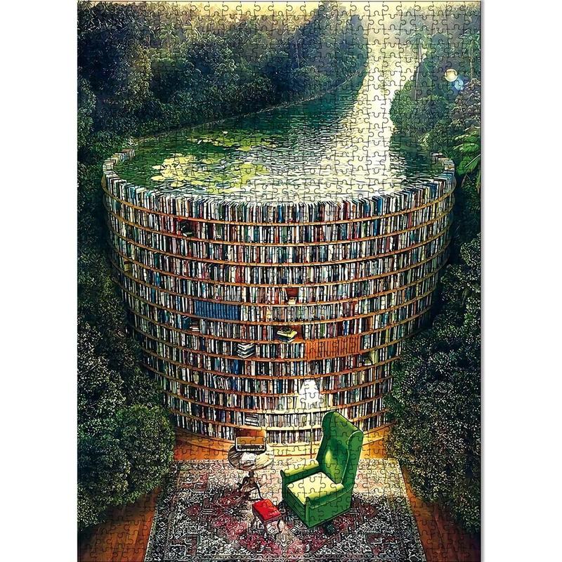 Jigsaw Puzzles for Adults, 1000 Pieces and up, Bookshelf Canal Puzzle, Books Library Challenging Funny Puzzles for Friends Family Activity Game Nights Gifts