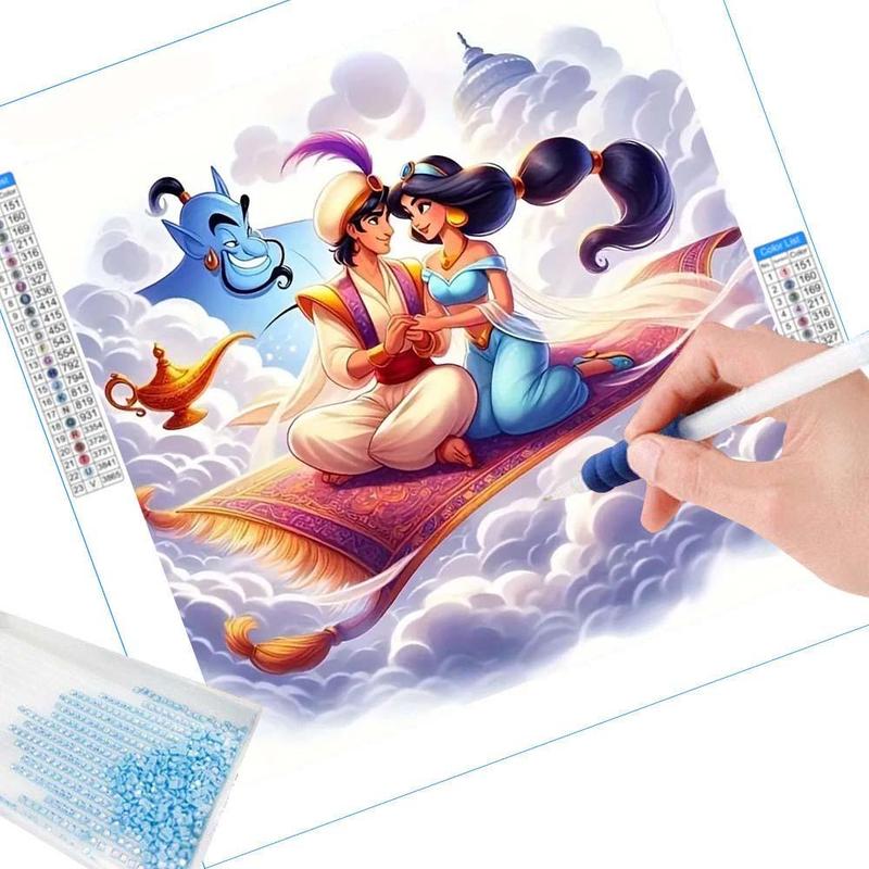 Disney Aladdin Princess & Prince Pattern DIY Diamond Arts Colorful Painting without Frame, 1 Set DIY 5D Diamond Colorful Painting for Home Bedroom Wall Decor