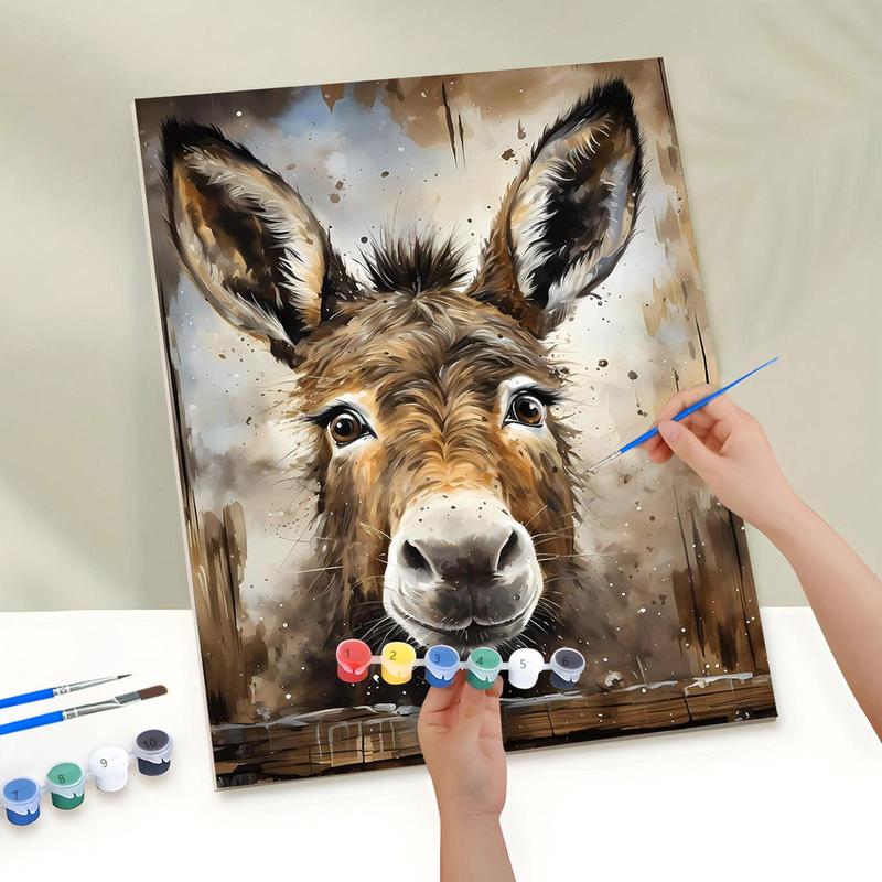 Donkey Pattern DIY Painting By Numbers Kit, 1 Set DIY Paint By Numbers Kit without Frame, Wall Art Decoration for Home Living Room Bedroom