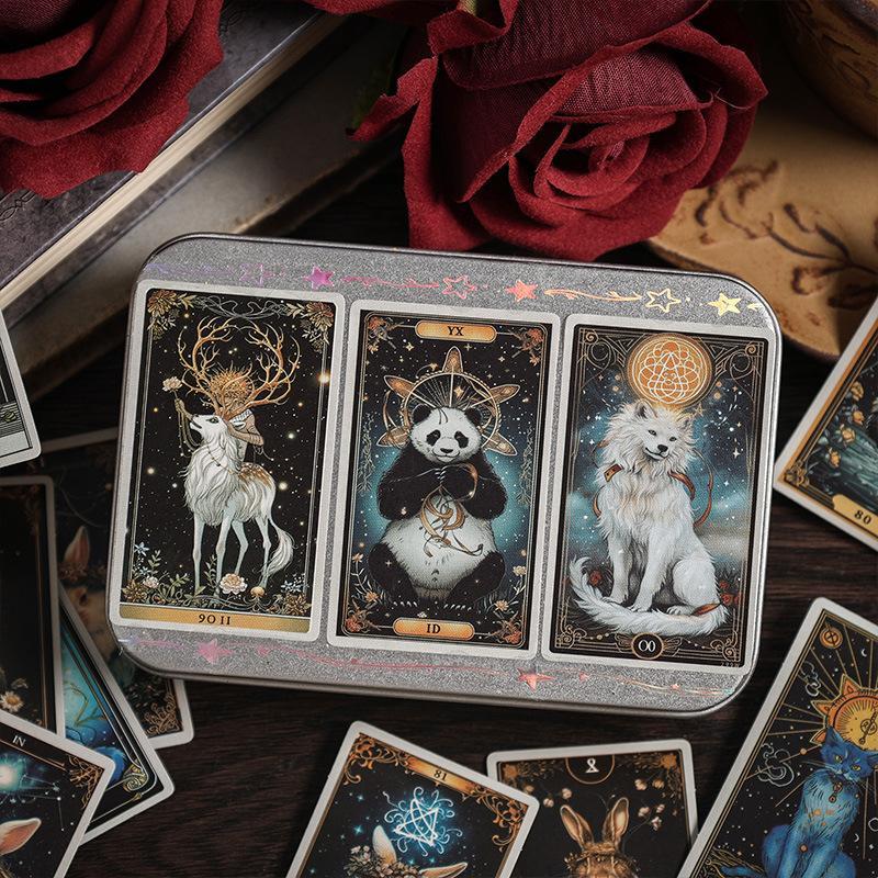 Mysterious Pocket Animal Divination Card Sticker, 50pcs set Animal Pattern Self-adhesive Sticker, Decorative Decal for Scrapbook & Diary
