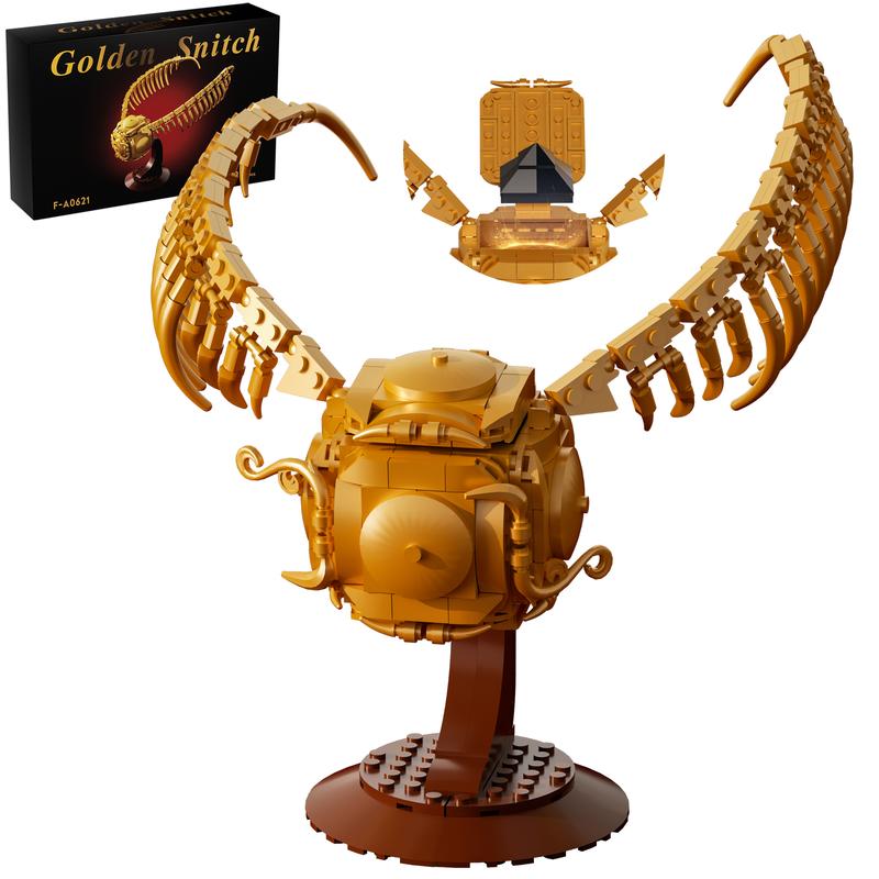 Golden Snitch Building Blocks Set, Quidditch Game Decorations Golden Snitch Building Blocks Set with Resurrection Stone - Home Decor and Birthday Gift for Adult and Kid Fans building block