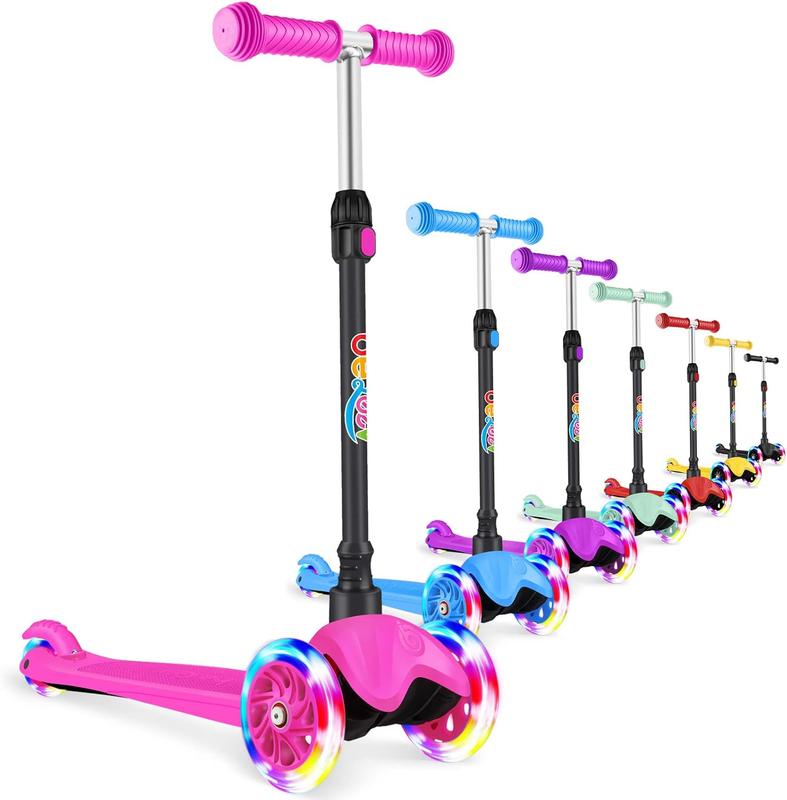A1 Scooter for Kids Ages 2-6, 3 Wheel Scooter for Toddlers Girls Boys, PU Light-Up Wheels, 4 Adjustable Height, Lean to Steer, Non-Slip Deck, Three Wheel Kick Push Scooter for Children