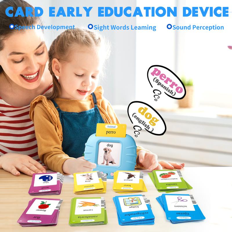English & Spanish Bilingual Talking Flash Cards Toy for Kids with 224 Sight Words -  Educational Language Learning Toy