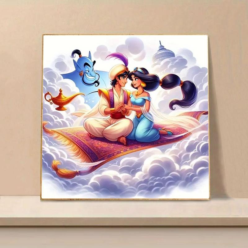 Disney Aladdin Princess & Prince Pattern DIY Diamond Arts Colorful Painting without Frame, 1 Set DIY 5D Diamond Colorful Painting for Home Bedroom Wall Decor