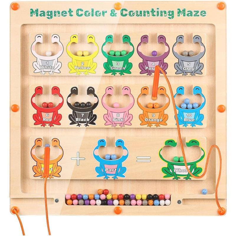 Magnetic Color and Number Maze Montessori Toys Wooden Magnet Color Matching Learning Counting Puzzle Board  Preschool Toys