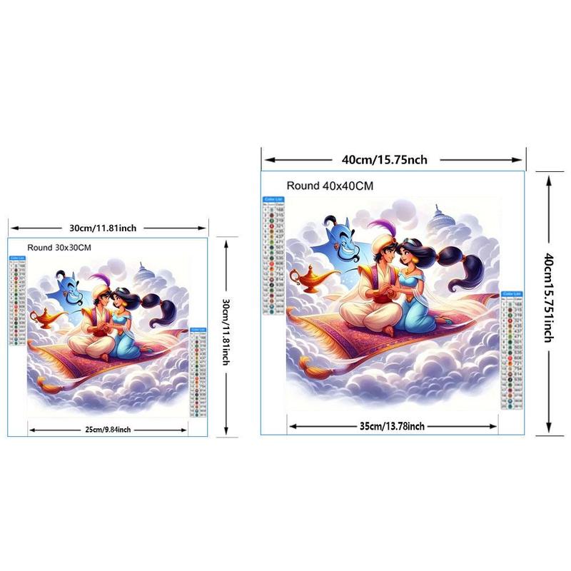 Disney Aladdin Princess & Prince Pattern DIY Diamond Arts Colorful Painting without Frame, 1 Set DIY 5D Diamond Colorful Painting for Home Bedroom Wall Decor