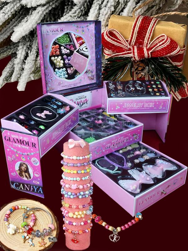 Cute Mixed Beaded Jewelry Making Kit, Including Beads, Hair Ties, Hair Clips, Bracelets, Necklaces, Jewelry Making Supplies for Girls