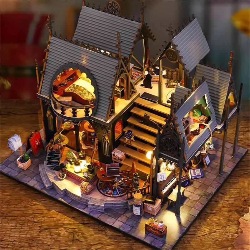 3D House Building Block, DIY Cottage 3D Three-dimensional Assembly House Miniature Building Toy, Birthday Gift Art House Creative Gift Cottage Model Microlandscape Scene Castle Decoration