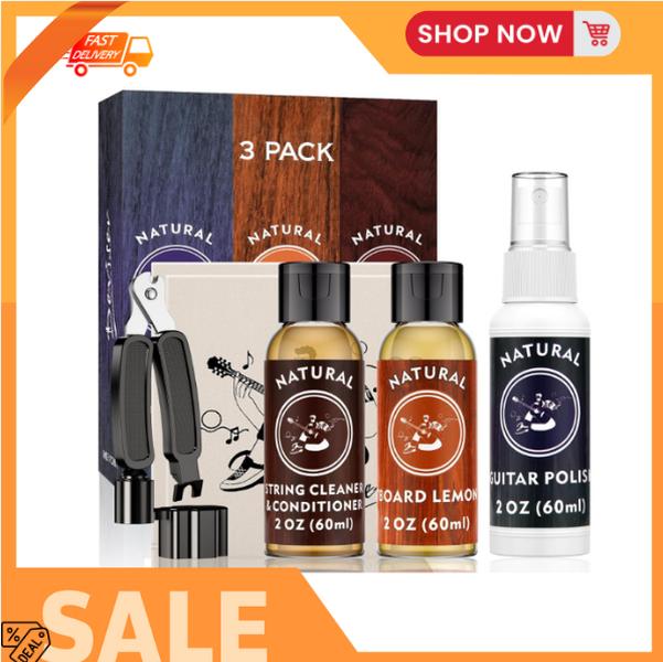 Guitar Cleaning,All IN ONE Kit,fretboard Lemon oil,Polish,Guitar String-cleaner,Guitar string winder,Cleaning cloth for guitar cleaning and maintenance