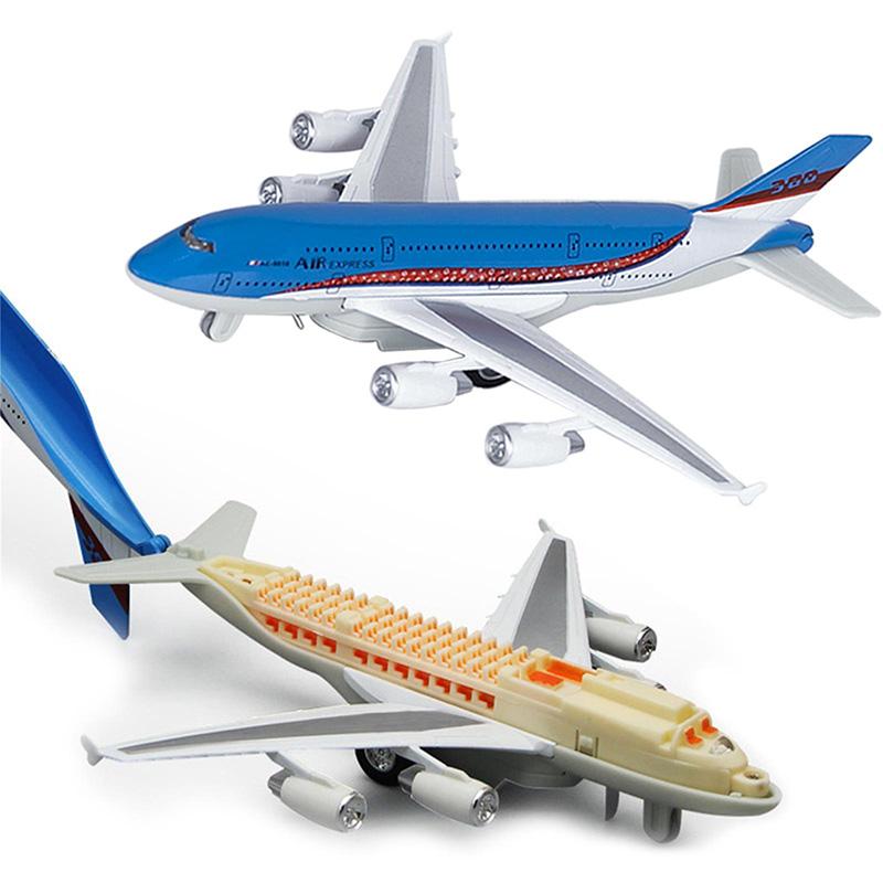 Crelloci Pull Back Die Cast Model Plane with Lights & Sounds, Airplane Toys, Bump and Go Action,  3D Anatomy View, Aircraft Vehicles Gift for Kids