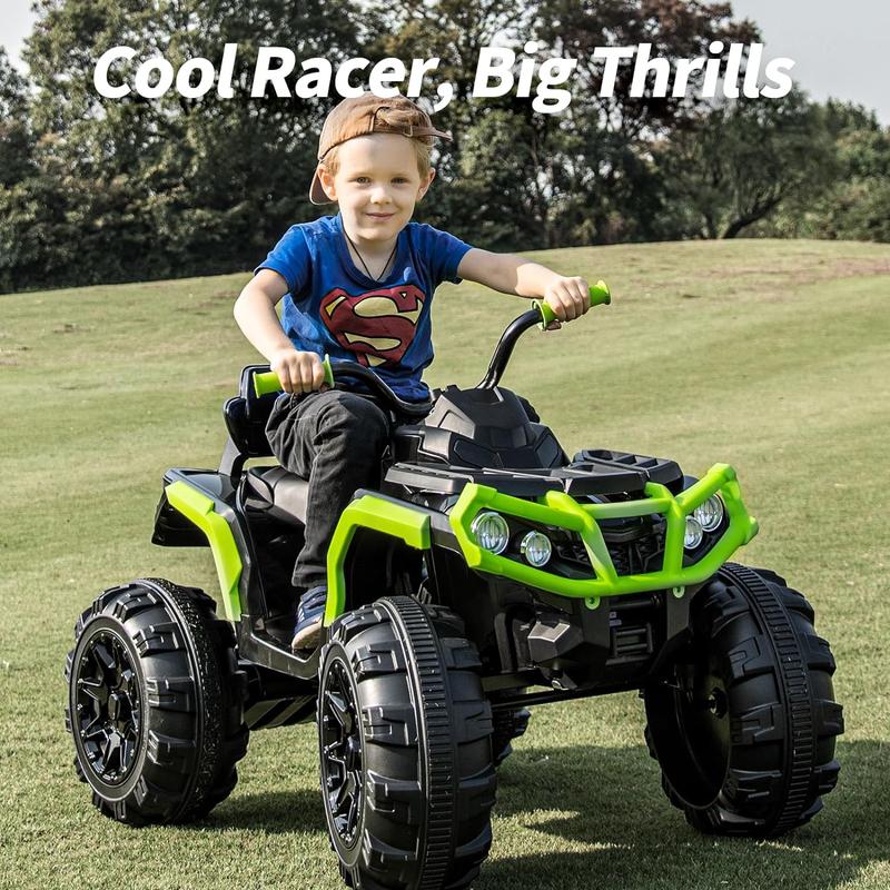 Hikiddo Kids ATV 4 Wheeler, 24V Electric ATV Ride-On Toy for Big Kids w Bluetooth, 400W Motor, LED Headlights
