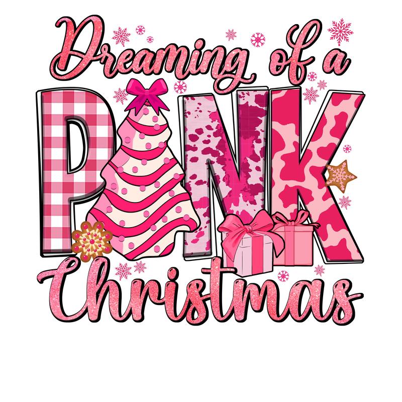 Pink Christmas, heat transfer, press and peel