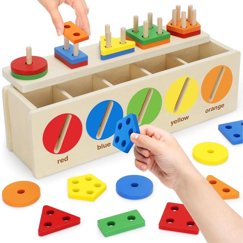 Montessori Toys For Toddler 1+ Year Old, Wooden Color & Shape Sorting Matching Box, Early Learning Toys For 12-18 Month, Age 1, 2, 3, Ideal Christmas, Birthday Gifts For Boy & Girl