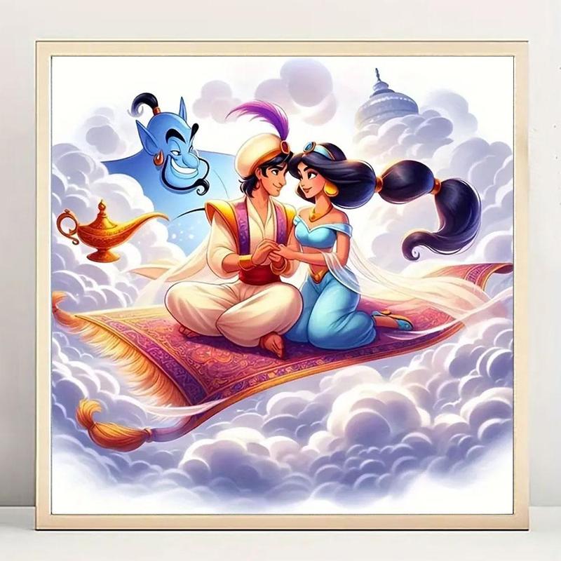 Disney Aladdin Princess & Prince Pattern DIY Diamond Arts Colorful Painting without Frame, 1 Set DIY 5D Diamond Colorful Painting for Home Bedroom Wall Decor