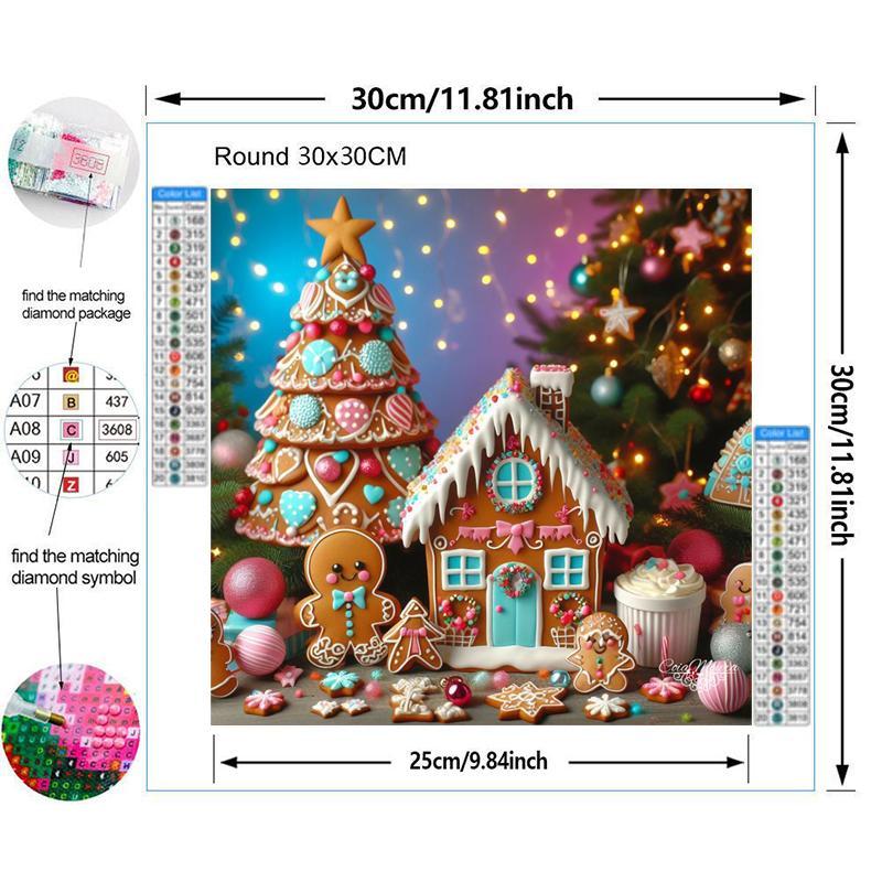 Gingerbread House Pattern DIY Diamond Arts Colorful Painting Kit without Frame, DIY 5D Diamond Arts Colorful Painting for Bedroom Home Wall Decor