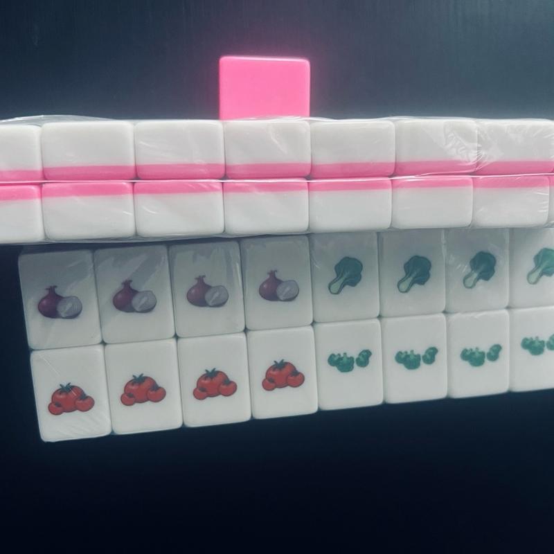 Friendly game set 65 tiles 3cm*2cm*1.4cm White Pink Fruits & Vegetables partern