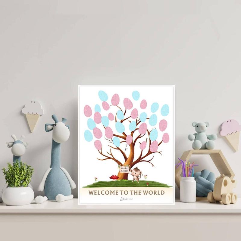 Gender Reveal Voting Board Game, 1 Set Blue and Pink Ink Fingerprints Voting Board, Ideal for Creating Unforgettable Gender Reveal Parties