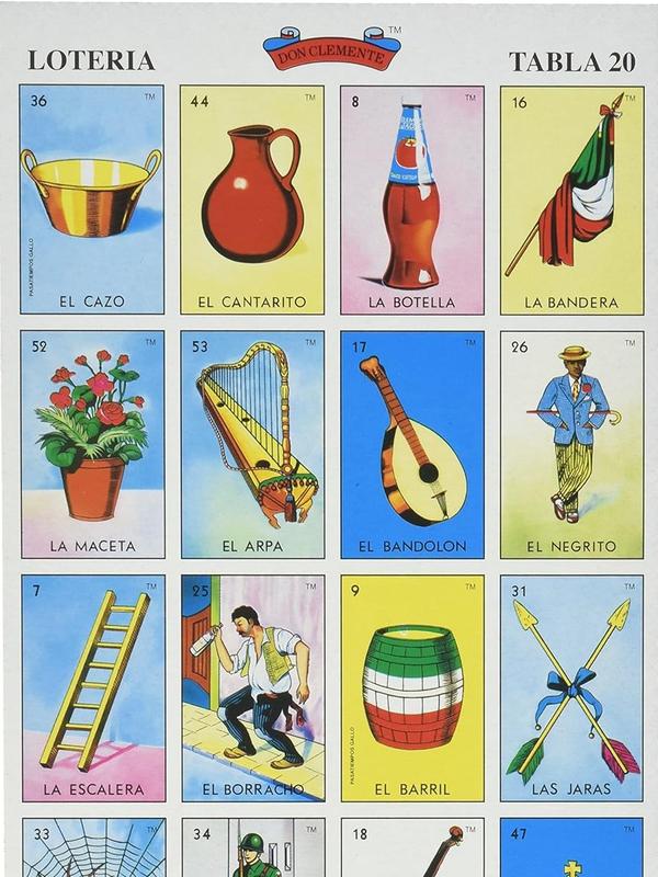 Don Clemente Autentica Loteria Mexican Bingo Set 20 Tablets Colorful and Educational