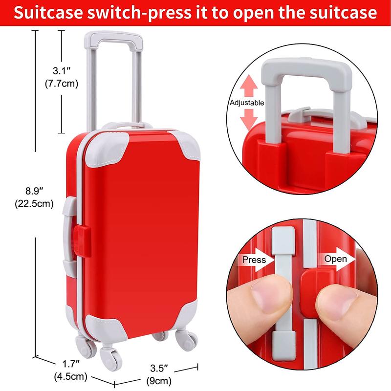 23 PCS 18 Inch Girl Doll Accessories Suitcase Travel Set Including Clothes Suitcase Backpack Camera Pad Cell Phone Neck Pillow Pink Glasses and Other Travel Set（No Doll）