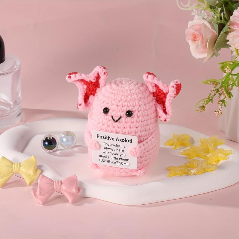 Cute Axolotl Crochet Kit, 2 Counts set Crochet Kit, Soft Emotional Support Mini Axolotl Crochet Toy, Uplifting Knitting Toy, Birthday Gift