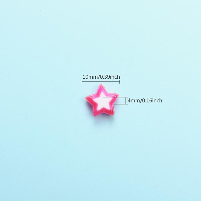 100PCS 10mm Candy Color Heart Star Beads Acrylic Beads DIY Loose Beads