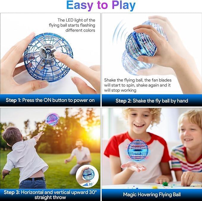 2025 Flying Orb Ball Toy,Cosmic Globe Boomerang Hover Ball Galactic Fidget Spinner, Hand Drone Orbit, Cool Toys Gift for 6+ Year Old Boys Girls Teens Outdoor Toys(Blue)