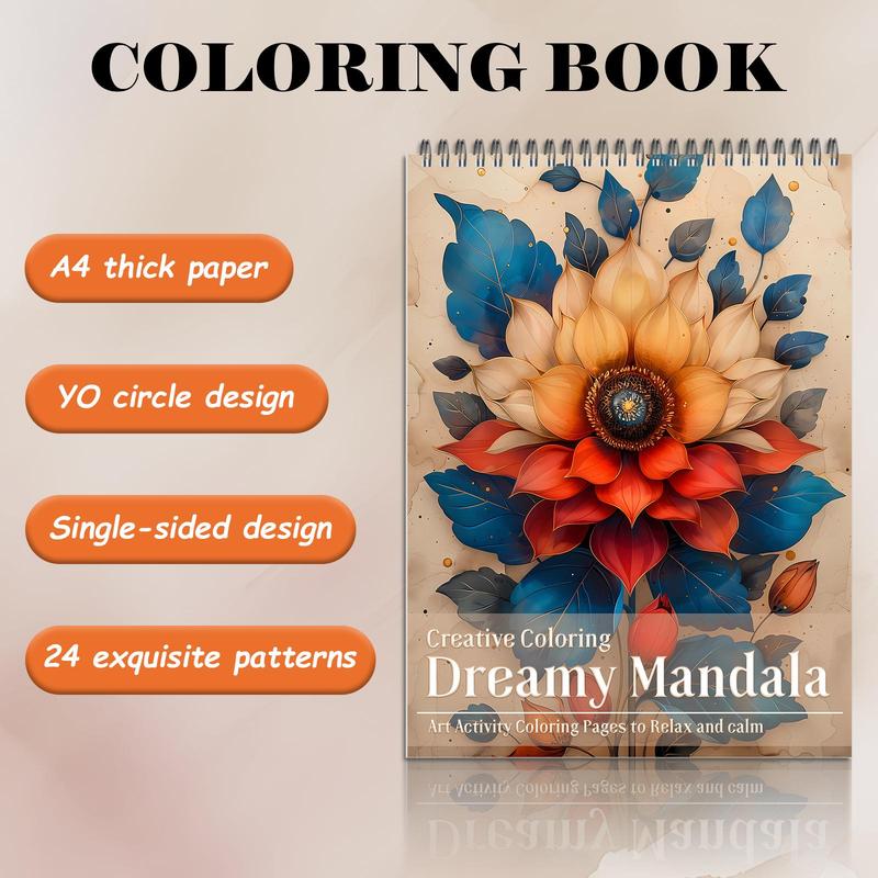 Flower Mandala Theme Coloring Painting, Flower Blooming Form, Beautiful Pattern, Christmas, Valentine's Day and Other Holiday Party Gifts