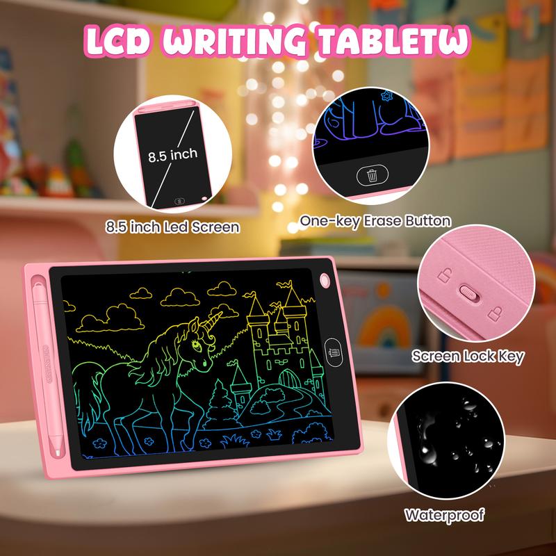 LCD Writing Tablet for Kids - Erasable and Reusable  Toddler Doodle Board in 8.5 inch, Ideal Drawing Pad for Educational Learning Toy for Ages 3-8, Perfect Gift for Girls Boys
