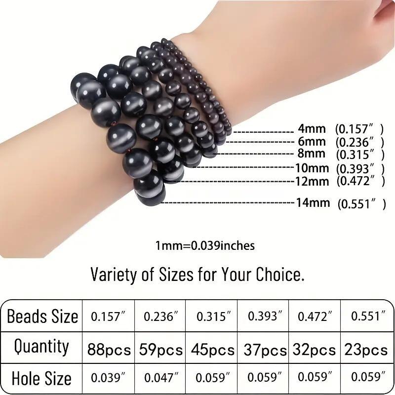 1 Set 4-12mm Natural Black Lace Rhodonite Stone Round Loose Beads for Jewelry Making, DIY Necklace Bracelet Accessory