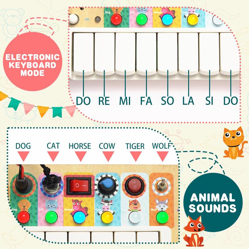 Montessori Wooden Busy Board with LED Light Switches, Toddler Busy Board Sensory Toys with Music, Preschool Learning Activities, Travel Toys, Christmas Birthday Gift for Kids Boys & Girls 4.6 out of 5 stars 9