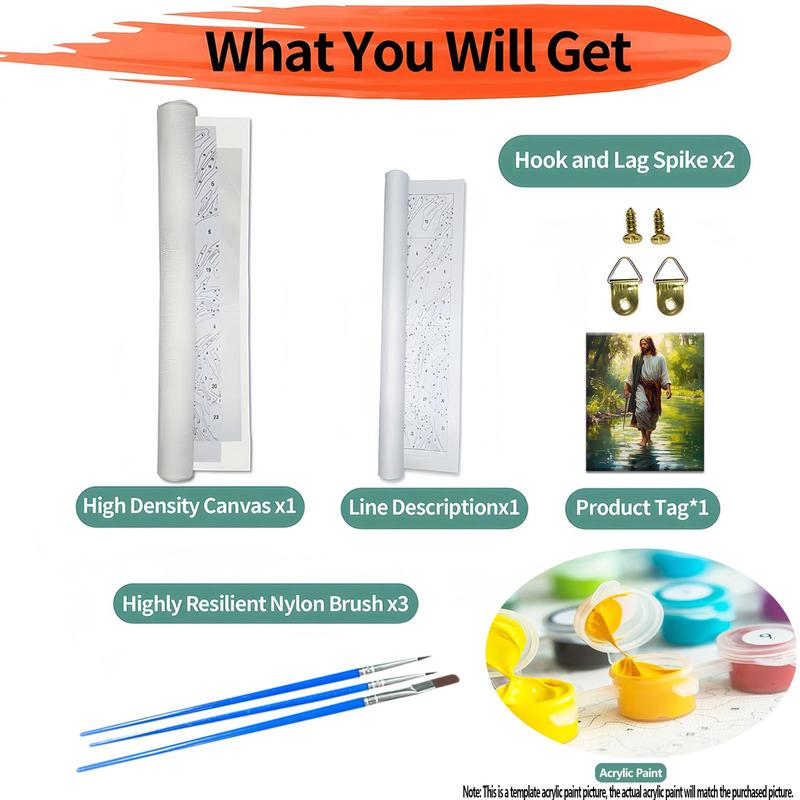 Jesus Pattern DIY Painting by Numbers Kit without Frame, 1 Set DIY Paint by Numbers Kit for Beginner, Wall Art Decor for Home Living Room Bedroom