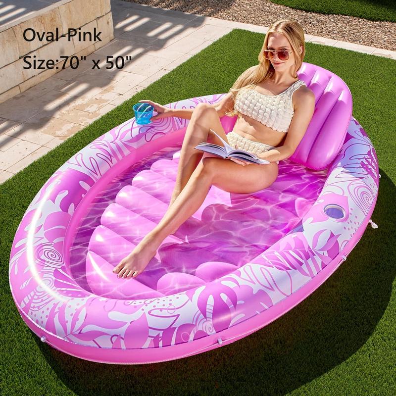  Sloosh-L XL Inflatable Tanning Pool Lounge Float With Cup Holder, 70