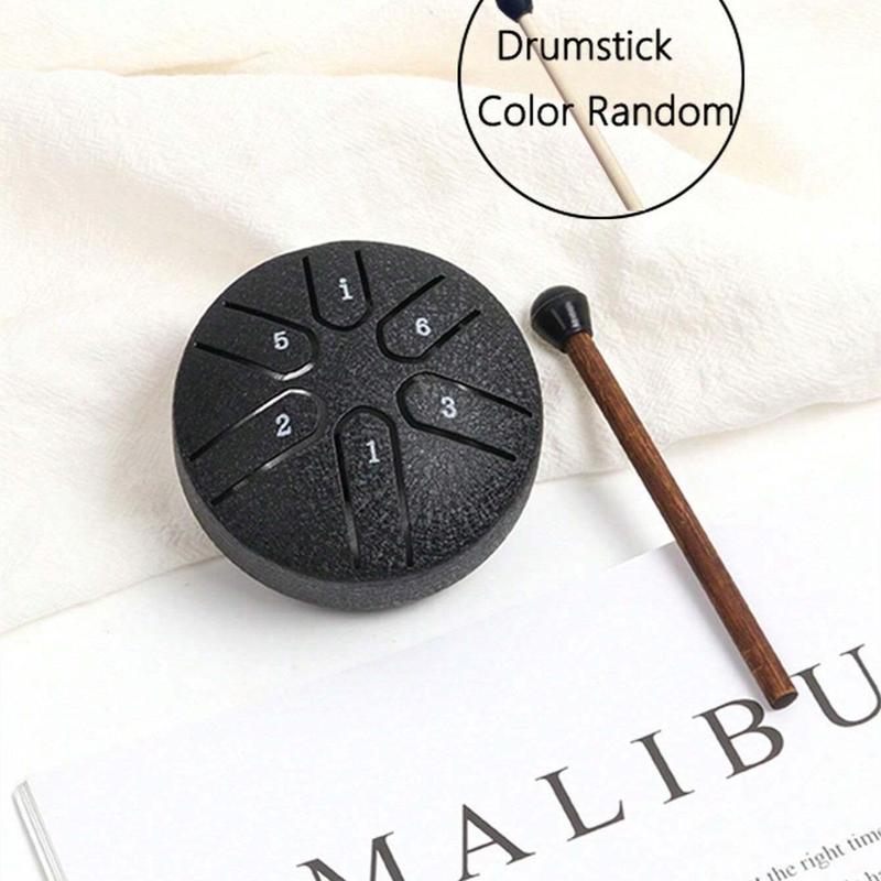 3 Inch 6-tone Mini Steel Tongue Drum, 1 Count Portable Hand Drum Percussion Instrument for Beginner, Musical Instrument for Home & School