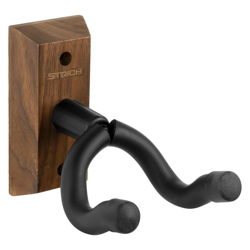 STRICH Guitar Wall Mount, Walnut Base, U-Shaped Hanger with Screws for Acoustic, Electric Guitar, Banjo, and Bass (1-Pack)