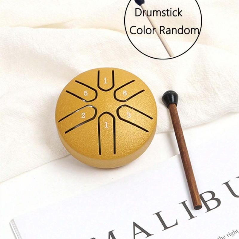 3 Inch 6-tone Mini Steel Tongue Drum, 1 Count Portable Hand Drum Percussion Instrument for Beginner, Musical Instrument for Home & School