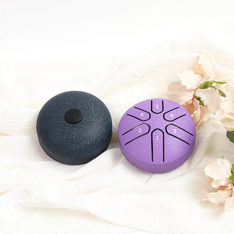 3 Inch 6-tone Mini Steel Tongue Drum, 1 Count Portable Hand Drum Percussion Instrument for Beginner, Musical Instrument for Home & School
