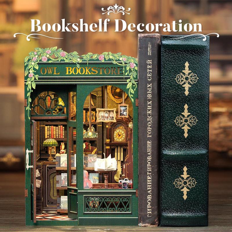 DIY Dollhouse Booknook Bookshelf Insert Decor Alley with LED Light - CUTEBEE Wood DIY Package