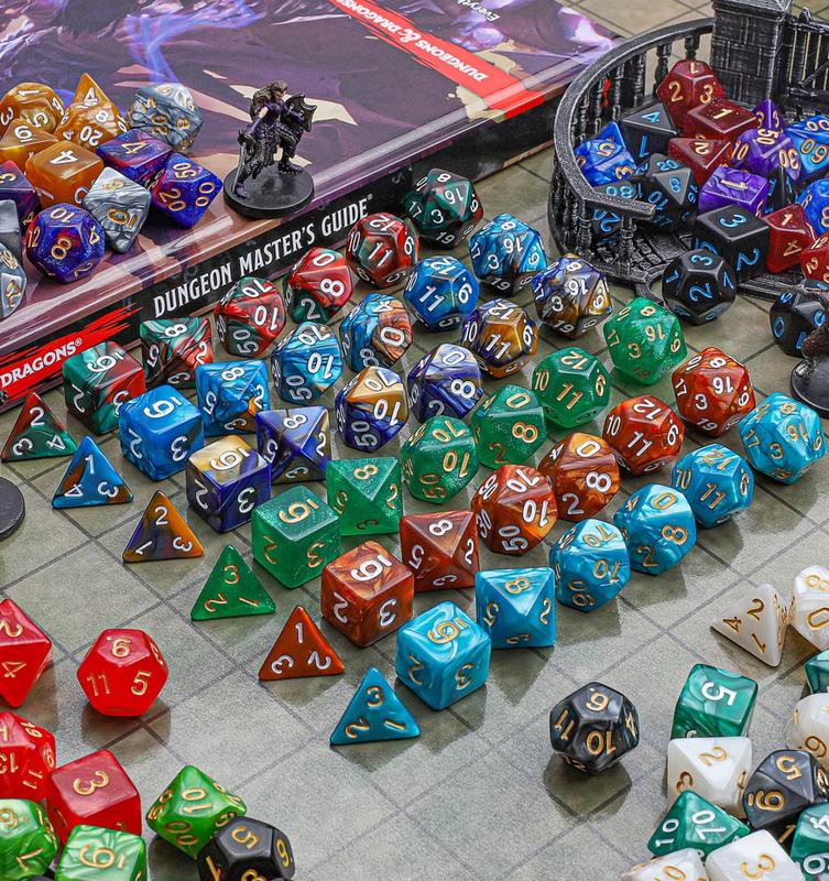 DND Dice Sets - 26 X 7 Polyhedral Dice (182count) with a Large Drawstring Bag Great for Dungeons and Dragons, Role Playing Table Game