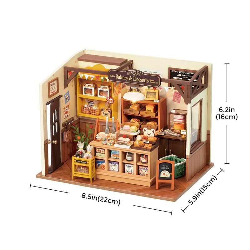 Rolife  Becka's Baking House Miniature House Kit DIY Mini Dollhouse with Accessories Tiny Store with LED Light christmas 2024 ornament Gifts