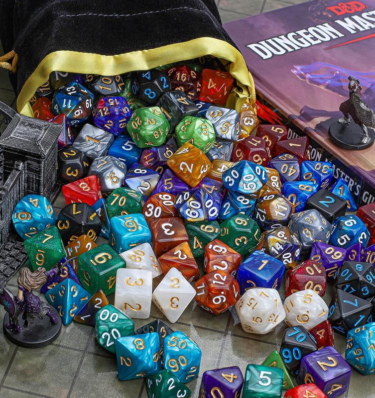 DND Dice Sets - 26 X 7 Polyhedral Dice (182count) with a Large Drawstring Bag Great for Dungeons and Dragons, Role Playing Table Game