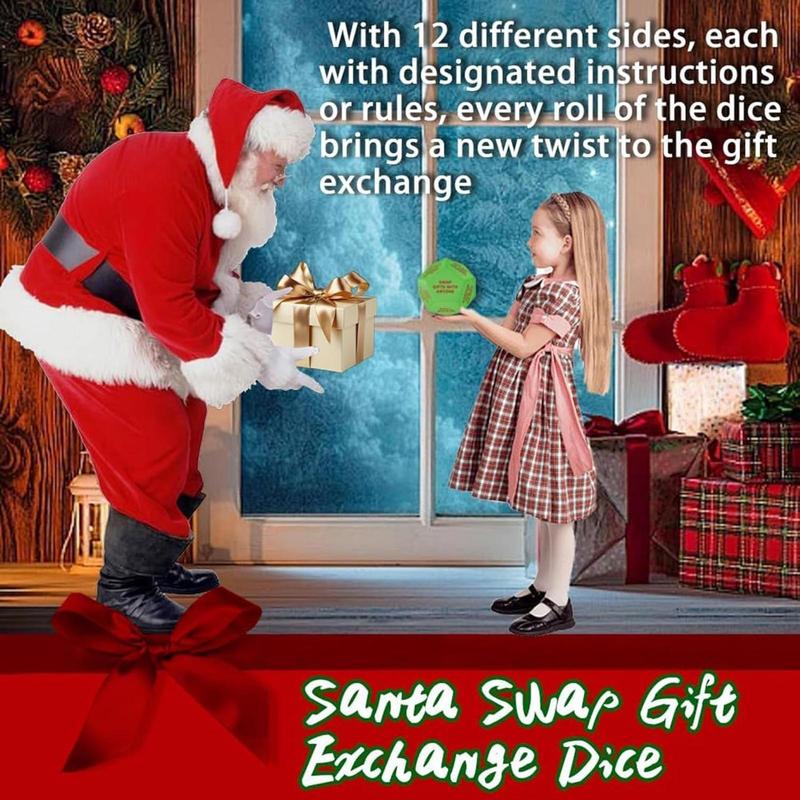 Christmas Gift Exchange Dice, 1 Count 12 Different Sides Gift Exchange Game, Party Game Dice for Family Party, Party Activities