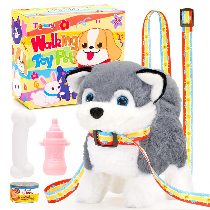 Plush Toys Puppy Electronic Toy Dogs That Walk and Bark,Tail Wagging Fake Dog Interactive Dog Toy with Leash,Easter Christmas Birthday Gift