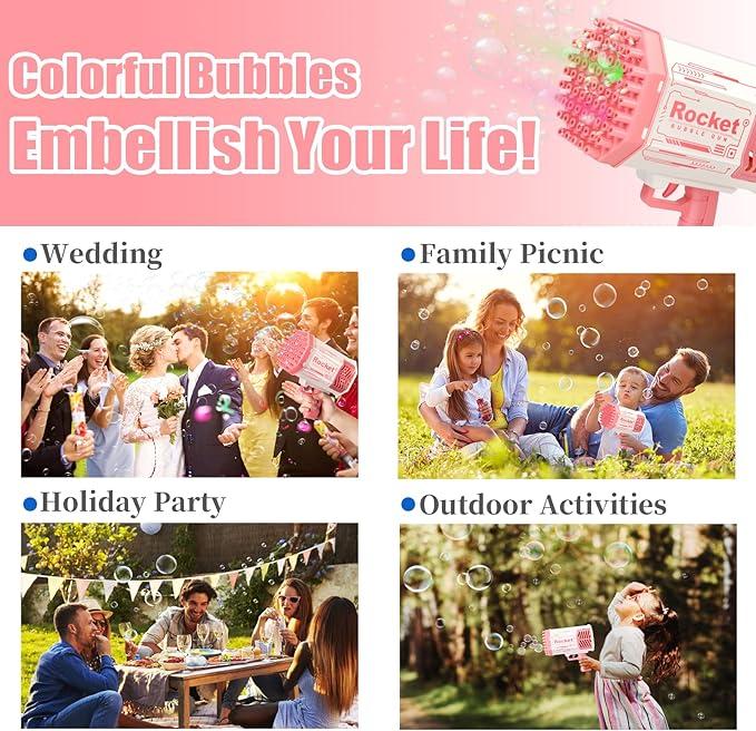 Bubble Machine, 2024 Upgraded Bubble Machine,  69 Holes Automatic Bubbles Machine for Kids Adults Outdoor Toys Gift for Birthday Wedding Party Bubble Blaster for Indoor Bubble Blower bubbly  blaster