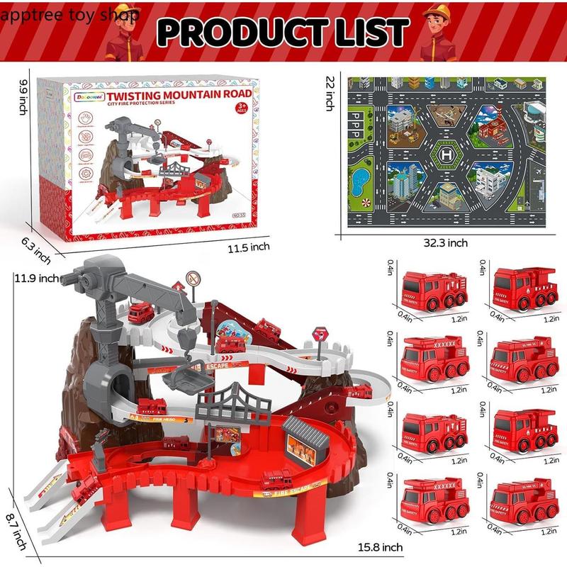 Christmas Gift Race Track Playset,Car Garage Parking Adventure Toy with  Mini Cars, Educational Toy