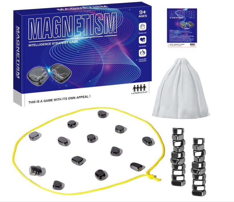 Magnetic Chess Game with Stones,Magnetic Chess,Magnet Game with String,Magnet Chess Game,Puzzle Strategy Family Magnetism Game