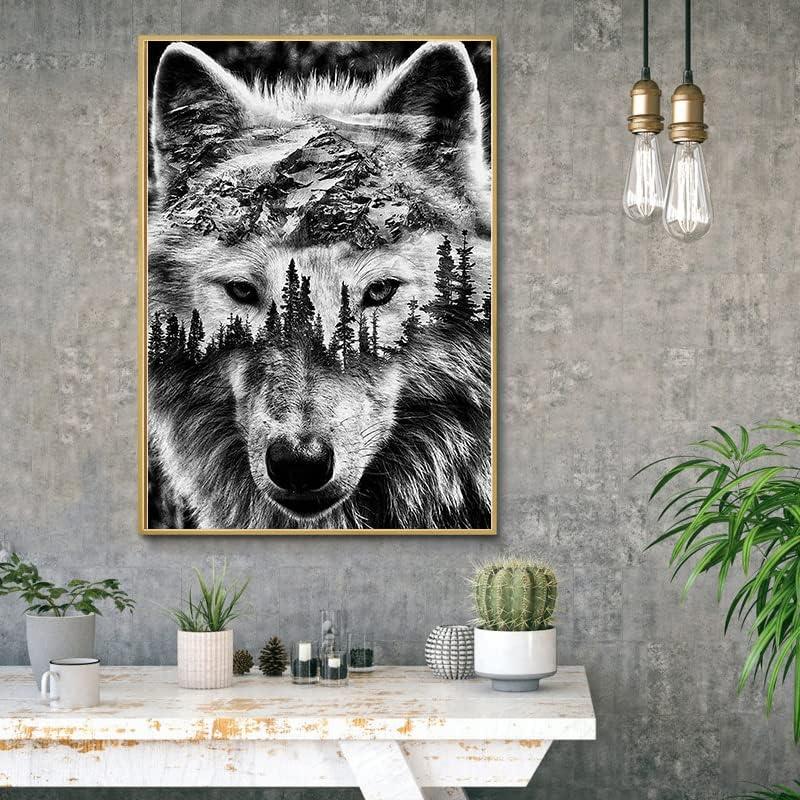 Diamond Painting Kits for Adults, Wolf 5D DIY Diamond Art Kits Full Drill Diamond Dots for Gift Wall Decor and Relaxation Gem Arts 12x16 inch