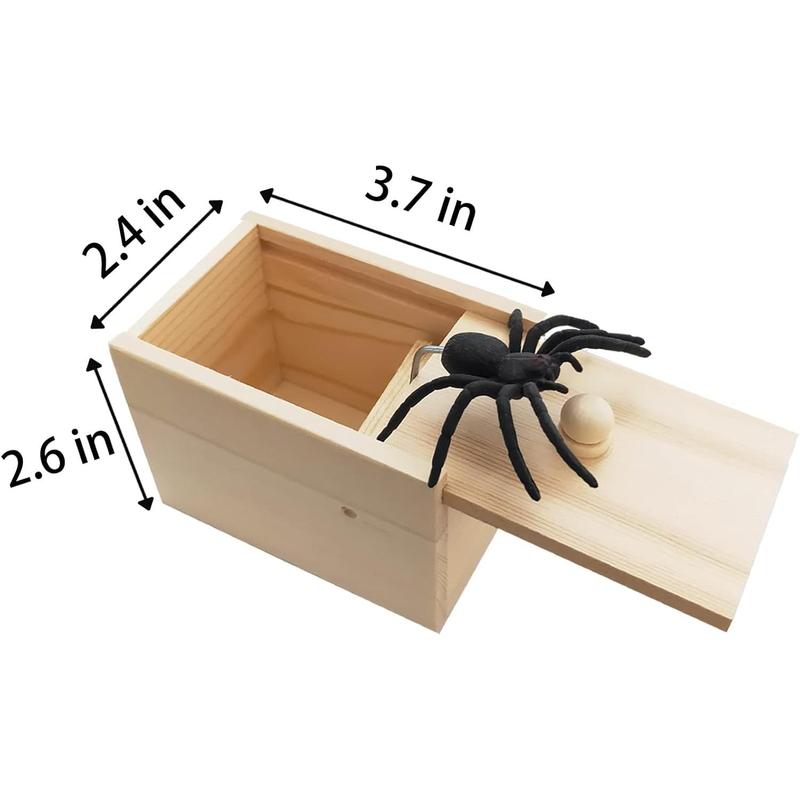 Original Spider Prank Box,Handdmade Wooden Pop Out Rubber Spider Scare Box Joke Toys Prank Adults Prank Gift Halloween