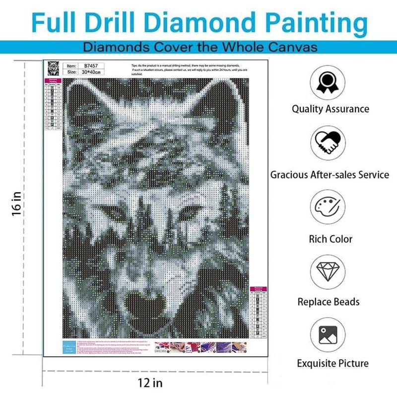 Diamond Painting Kits for Adults, Wolf 5D DIY Diamond Art Kits Full Drill Diamond Dots for Gift Wall Decor and Relaxation Gem Arts 12x16 inch